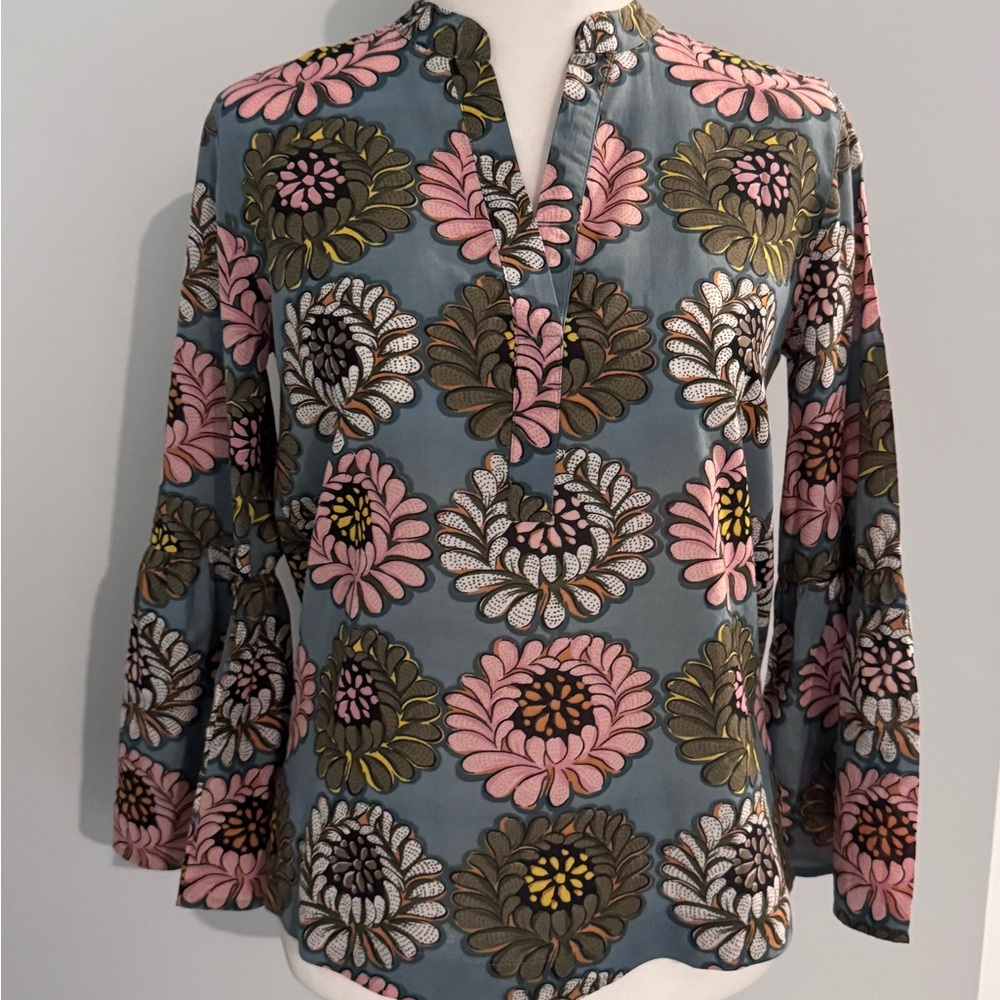 Loft Floral Print Women's Blouse with Trumpet Sleeves - XXSP